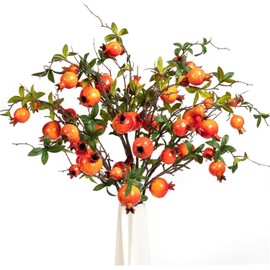 Artificial Pomegranate Branches,4Pcs Faux Fruit Stems for Home Decor,31.5IN