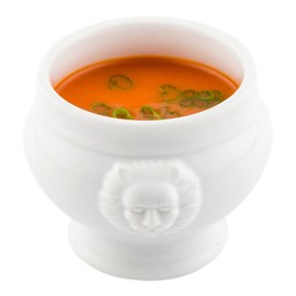 Restaurantware 6 Ounce Porcelain Bowls, 10 Lion Head Design Porcelain Small Bowls - Microwave-Safe, Oven-Safe, White Porcelain White Bowls, Chip-Resistant, Round - Restaurantware Black