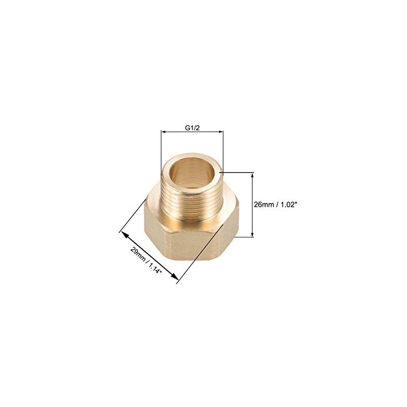 sourcing map Brass Threaded Pipe Fitting G1/2 Male x G3/4