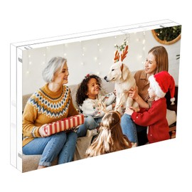 HIIMIEI Acrylic Photo Frame 13x18cm, Clear Double Sided Display Block Magnetic Picture Frame Free Standing