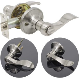 Probrico Gobrico Privacy Bedroom and Bathroom Door Lever Door Handles Lock Satin Nickel