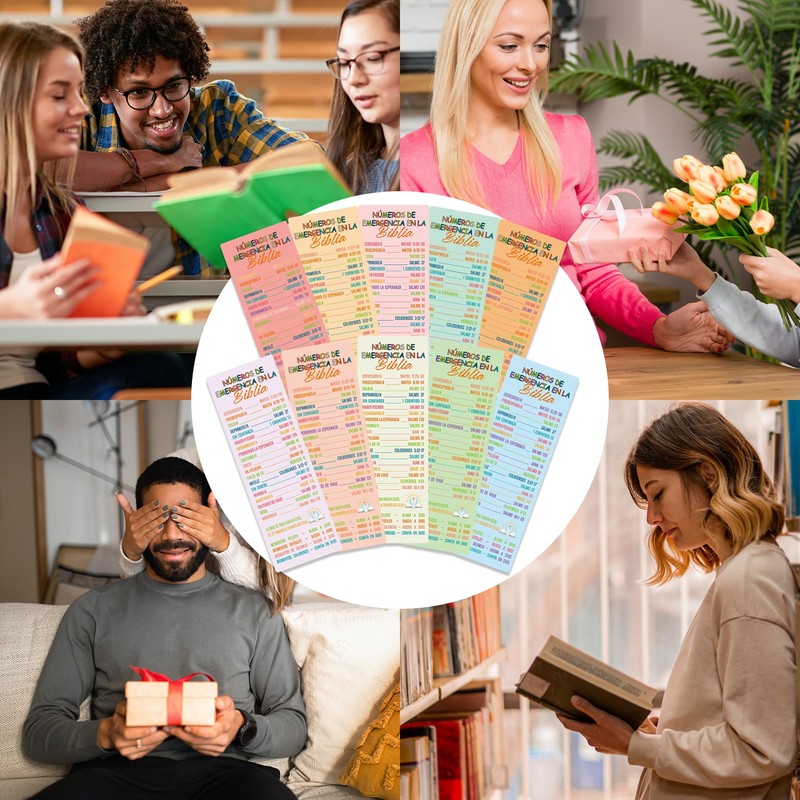 Celavoy Spanish Bible Emergency Numbers Bookmark - Paper Bookmarks Bulk