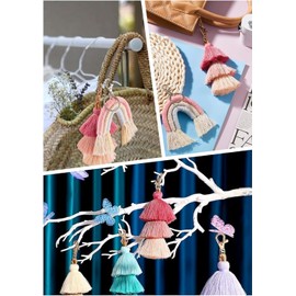 2 Llaveros con Borlas Coloridas para Mujer - Llaveros Aesthetic Bohemios, Arcoíris y para Coches - Diseño Único y Estiloso para Llaves