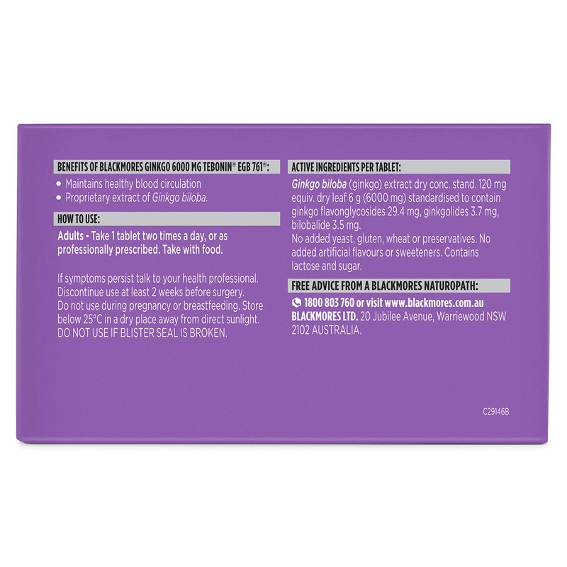 Blackmores Ginkgo 6000mg 30 Tablets
