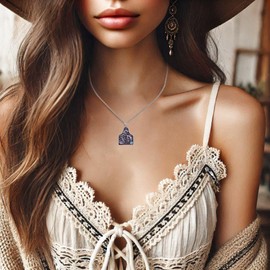 Western Cattle Tag Initial Necklace, 925 Sterling Silver, Kingman Turquoise,19 inches (A)