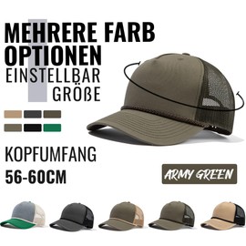 CLAPE Trucker Cap Men Women Summer Mesh Cap Breathable 5 Panel Baseball Cap High Crown Baseball Cap Adjustable UV Protection Cap with Mesh, DTK241-Army Green