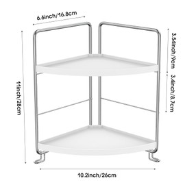 Ncheli Double Layer Corner Shelf Kitchen Worktop Kitchen Corner Shelf Spice Rack Corner Wall Shelf Standing Cup Shelf for Kitchen, Living Room, Office, Bathroom (White)