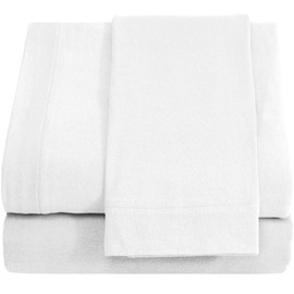 DESTINY CRESCENT BEDDING Full XL 100% Cotton Jersey Knit Sheet Set - Extra-Soft, Breathable & Hypoallergenic - 15" Deep Pockets, 54" x 80" - Ideal for Extra Long Full Beds - 4PC Set (Full XL, White)