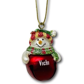 Ganz Vicki Jingle Bell Snowman Christmas Ornament