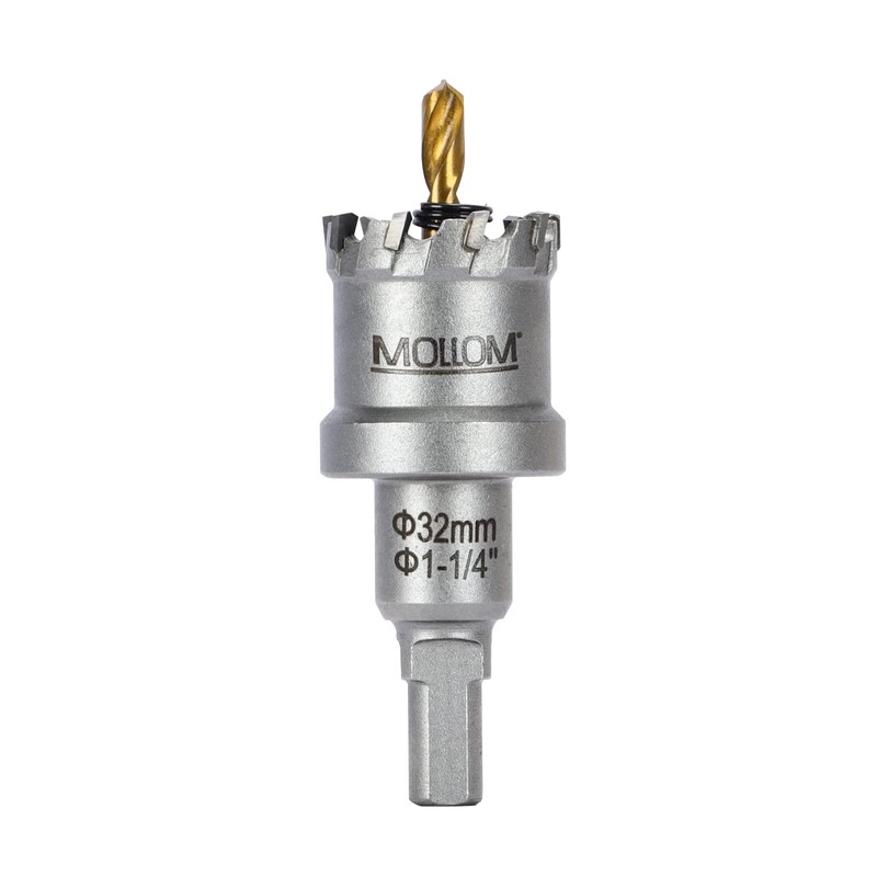 Mollom (1-1/4''|32mm) Heavy Duty Carbide Hole Saw with 2 Pilot