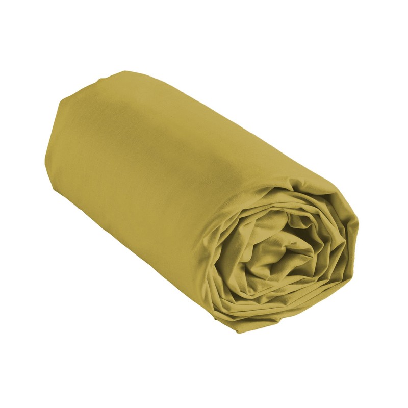 douceur d'intérieur, Fitted Sheet (160 x 200 cm) Linen Yellow,