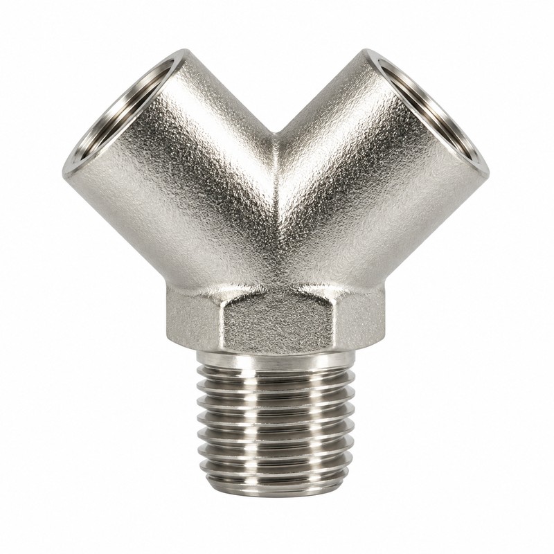 1/4in NPT Y-Shaped Pipe Splitter for Flow Distribution – Nickel-Plated