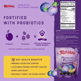 Mariani Probiotic Prunes Pitted Unsweetened, 30oz - Bulk Dried Fruits No Sugar Added - California Dried Prunes Pitted Unsweetened - Supports Healthy Bones, Immune and Digestive Health