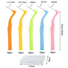 50pcs Interdental Brushes, 5 Sizes Angled Head Tooth Picks Dental Brushes for Between Teeth and Gums,Gap Brush with Non-Slip Handle,Orthodontic Universal Care Teeth Braces CleaningInterspace Cleaning