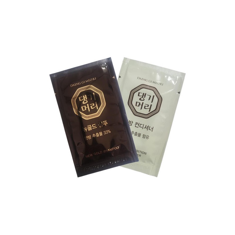 일회용 댕기머리 한방 샴푸+컨디셔너(린스) 100개 여행용 파우치 1회용 Disposable One-Time