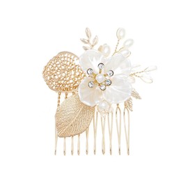 Gold Flower Hair Comb Pearl Leaves Hair Pins Bridal Hair Clips Accessories for Weddings