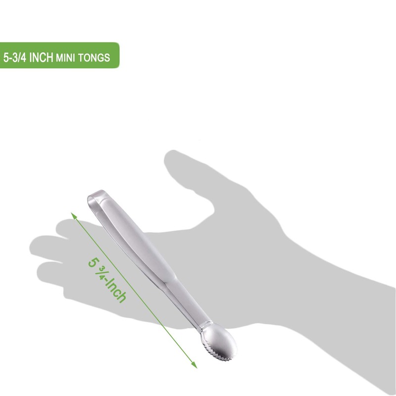 HINMAY Mini Tongs 5-3/4 Inch Stainless Steel Small Serving Tongs,