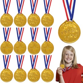 Winner Medals Gold, 12 Medals Children's Birthday Plastic, Medal Gold for Children, Winner Medals for Children, Winner Winner Medal, Super Medals for Competition Awards