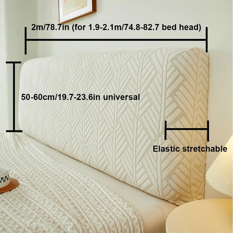 W WWEENUO Stretch Bed Headboard Covers, Jacquard Fabric Headboard Slipcover,