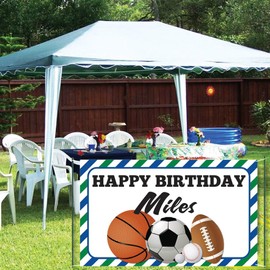 VictoryStore Sports Party Supplies: Sports Banner - Custom Name Vinyl Banner (4x8 Feet)