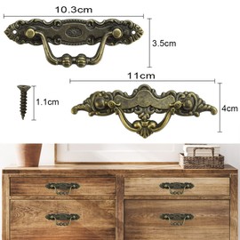 LYTIVAGEN Pack of 4 Vintage Furniture Handles, Cabinet Handles, Zinc Alloy Drawer Handles, Antique Dresser Handles, Retro Furniture Door Handle with Screws, Brass, Chest of Drawers, Pull Handle,