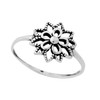 Silverly Women's .925 Sterling Silver Oxidised Thin Band Flower Ring,
