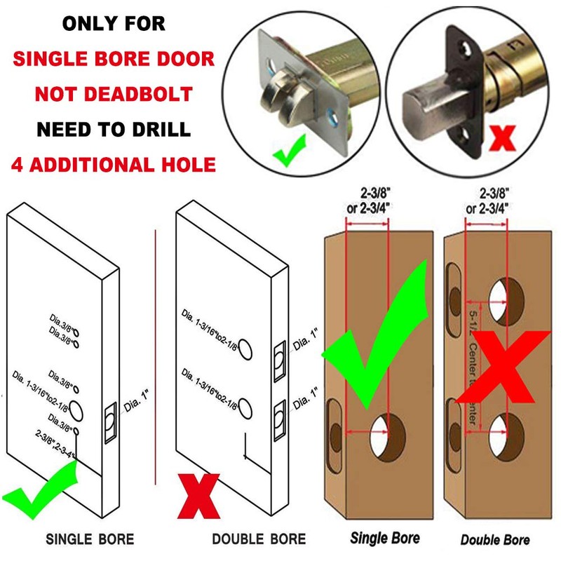 Elemake Left Handed Keyless Door Lock, Mechanical Keypad Door Lock