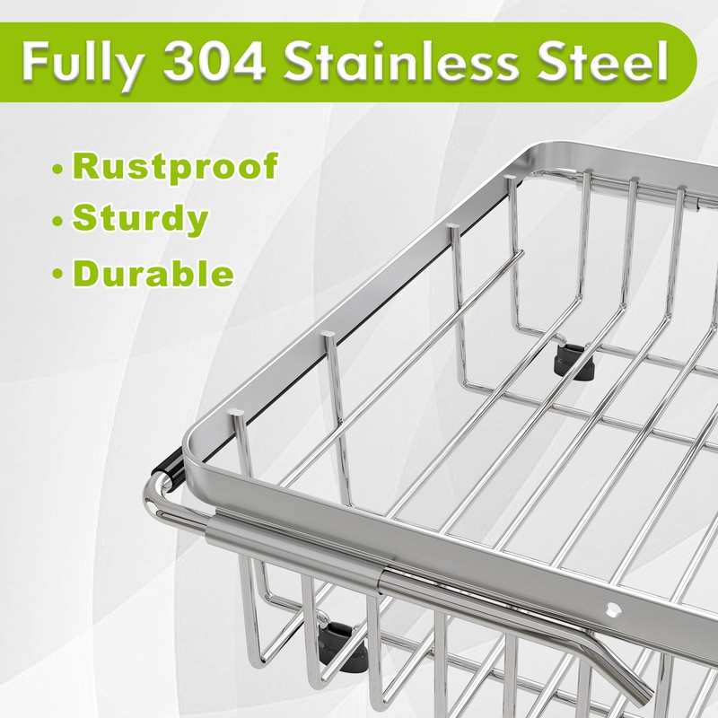 Expandable Stainless Steel Dish Drying Rack Over The Sink For