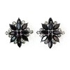 Faship Stunning Black Crystal Floral Clip On Style Earrings -