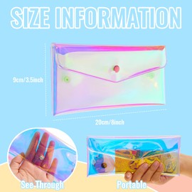Patelai 3 Pcs Holographic Makeup Bag Iridescent Pencil Pouch Clear Transparent Small Iridescent Waterproof Cosmetic Bag Make up Envelop Organizer Case Travel Clear Coin Purse for Women(Medium)