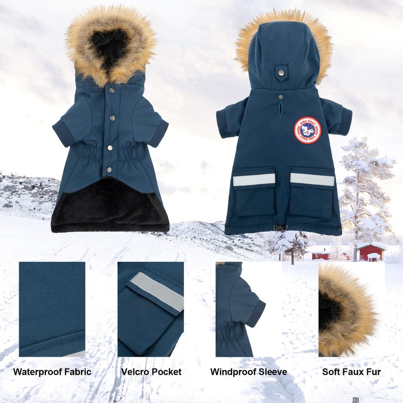 PINA Dog Coats for Small Dogs, Waterproof, Windproof, Hooded, Leash