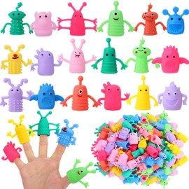 120 PCS Finger Puppets Toys Cute Monster Finger Puppets Soft Rubber Stretchy Fidget Doll Toys for Role Playing Birthday Kids Party Favors, 14 Random Styles