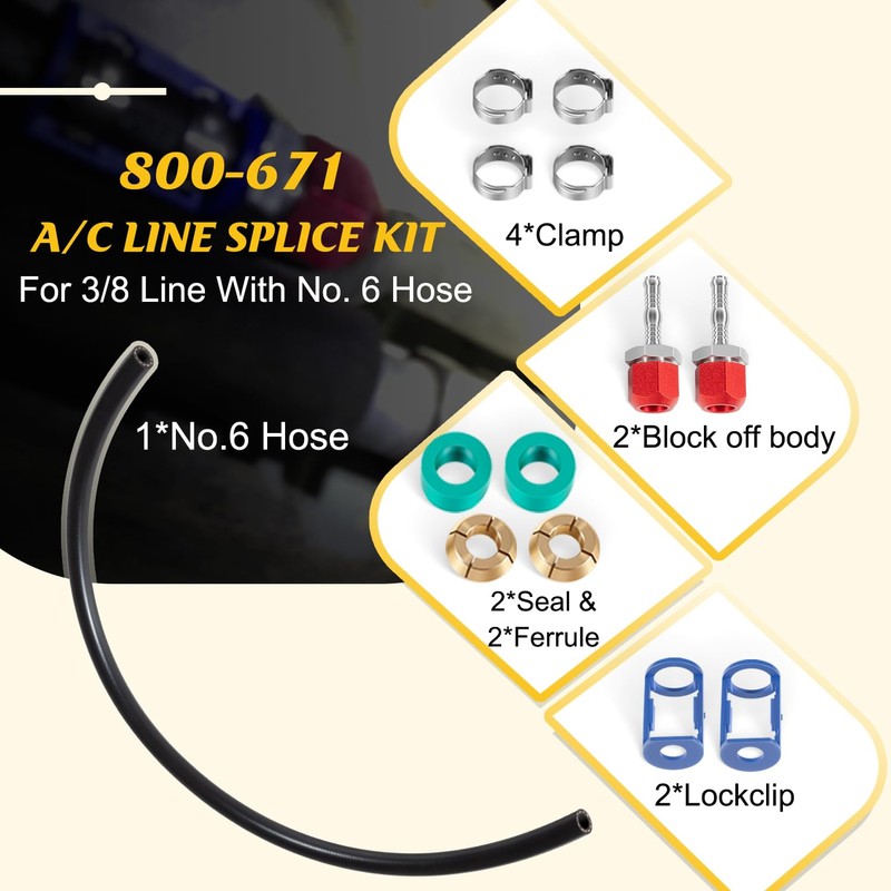 800-671 A/C Line Splice Connector Splicer Coupler Kit for 3/8"
