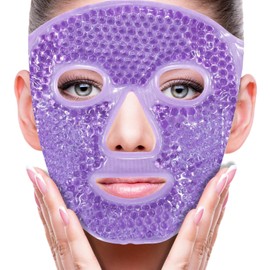 LEIAOLY ice mask for face,face ice pack,Face Eye Mask Ice Pack for Reducing Puffiness, Bags Under Eyes, Puffy Dark Circles, Migraine,Hot/Cold Pack with Soft Plush Backing (Purple)