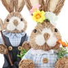 com-four® 2 x Handmade Straw Easter Bunny - Decorative Easter