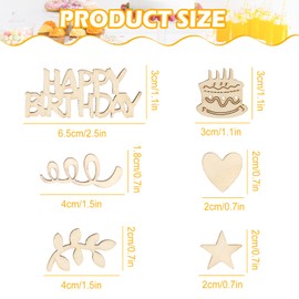 Pack of 150 Wooden Confetti Birthday Table Decoration 2 cm - 6.5 cm Wooden Happy Birthday Confetti Table Decoration for Birthdays Parties Decoration