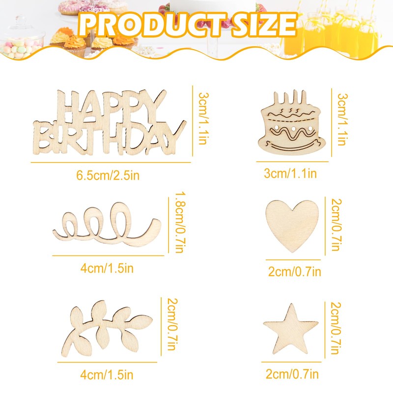 Pack of 150 Wooden Confetti Birthday Table Decoration 2 cm