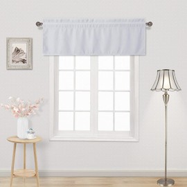 DWCN White Valance Curtain for Kitchen Small Window - Rod Pocket Room Darkening Thermal Insulated Short Curtain Window Treatment for Cafe Bathroom Basement, 42 X 18 Inch,1 Panel