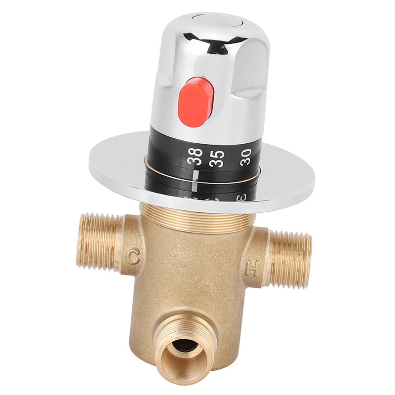 G1/2in 3 Way Brass Thermostatic Mixing Valve Faucet Temperature Mixer