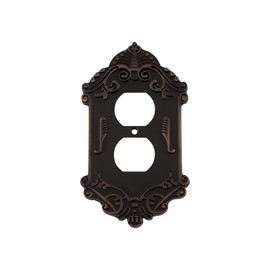 Nostalgic Warehouse 719656 Victorian Switch Plate with Outlet, Timeless Bronze