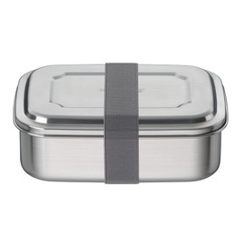 TC Sandwich Box, 1.00 L, Stone Grey, Unpainted Stainless Steel with Textile Band, Lunch Box for University, School, Office, Dishwasher Safe THERMOCAFÉ by THERMOS