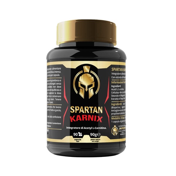 JNUTRITION Spartan Karnix Acetyl L-carnitina con capsula vegetale 1grammo di altissima qualità, tocco di estratto di pepe nero, per il metabolismo lipidico (90)