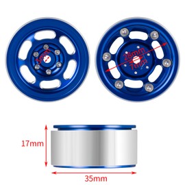 JGGZONE 1.3 Beadlock Wheel Rims - Aluminium Alloy 1.3 Inch Beadlock Hub 4pcs Suit for 1/18 TRX4M Redcat Ascent 1/24 SCX24 Crawler Upgrades (Blue)