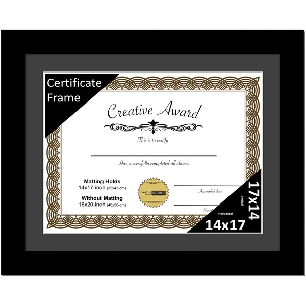 Creative Picture Frames 14x17 Manhattan Black Certificate Degree Graduation Frame