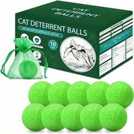LTDNB Cat Repellent Outdoor & Indoor, Natural Peppermint Oil Cat Deterrent Balls Outdoor Indoor Keep Cats Off Yard Garden Lawn and Chew 10Pack (Green)