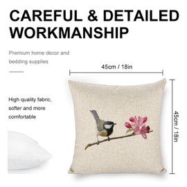 Magnolia18x18 Linen Pillow Cover Comfortable Healthy Bright Colorful Design Durable Perfect for Patio Garden Sofa Outdoor Car