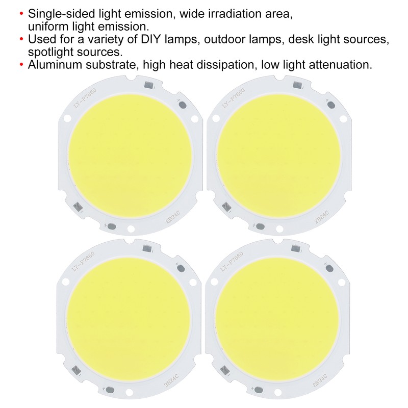 4PCS 75mm Round COB Lamp Bead High Power LED Chip