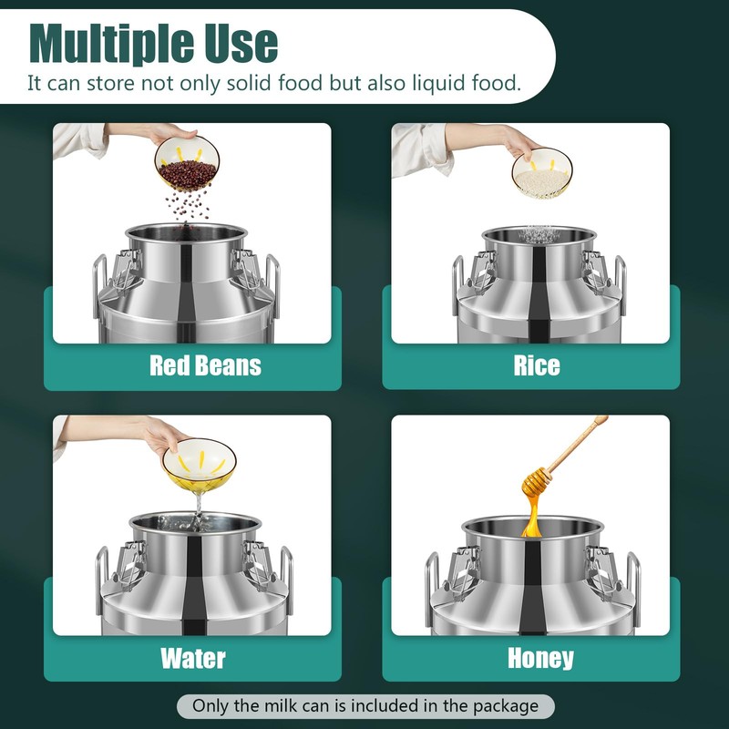 Milk Can, 60 Liter Milk Jug - Durable Stainless Steel,