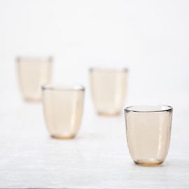 Fortessa Los Cabos Glass Drinkware Collection, 10 Ounce Tumbler (Set of 4), Ginger Root