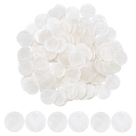 HOBBIESAY 200Pcs Shell Flat Round Charms Bulk 15mm White Capiz Shell Discs Charms Natural Mother of Pearl Shell Charms for DIY Bracelets Earring Necklace Jewelry Making,Hole:1.4mm